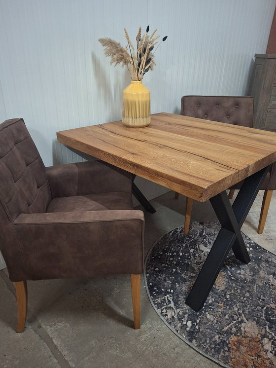 Image 1 of Robust Dining Table Made of Oak Wood 100x95 cm, New