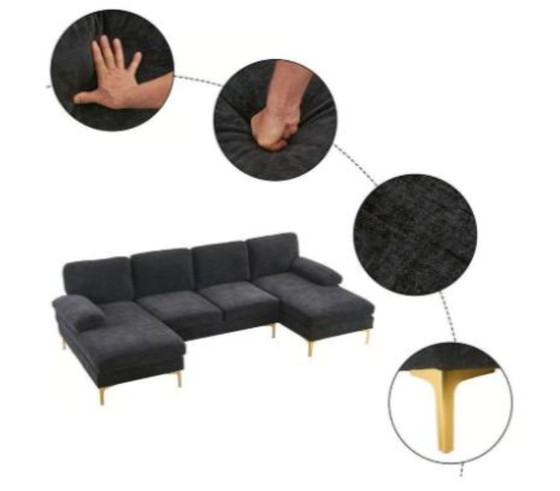 Image 1 of Ensemble canapé d'angle 2 places avec méridienne, idéal pour les grandes occasions.