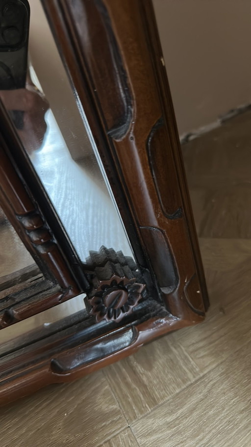 Magnifique miroir de comptoir français vintage – spiegels, Wood (photo 2 of 6)