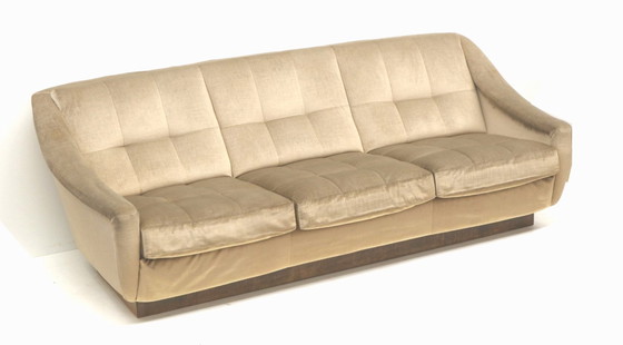 Image 1 of Vintage velvet 3-seater sofa made in the 1970s