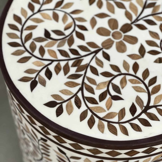 Image 1 of Cilindrische bijzettafel van hars – Handgemaakt in Marokko | Zylindrischer Beistelltisch aus Kunstharz