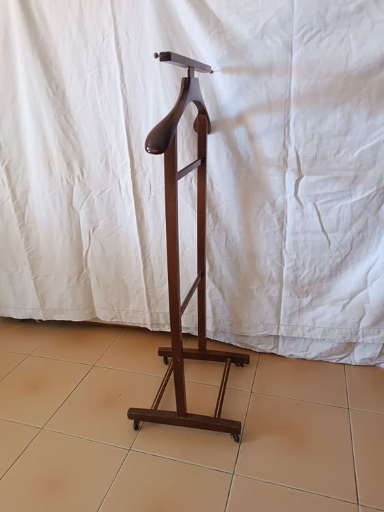 Valet de chambre vintage italien années 60, LGR, Portemanteaux, Métal, Bois, Marron (photo 7 sur 8)
