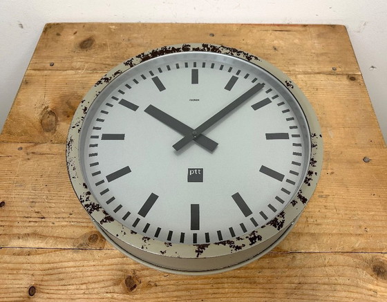 Image 1 of Grey Industrial Station Wall Clock from Nedklok, 1960
