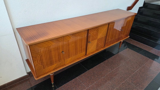 Image 1 of Complete vintage Mid-century Modern dining set with sideboard, table, and 8 chairs