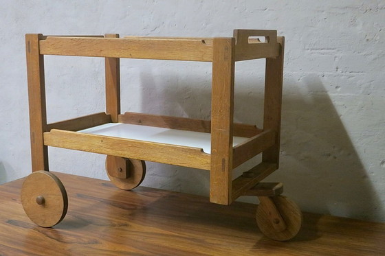 Image 1 of Carrello da portata brutalista in rovere, Danimarca 1950-60
