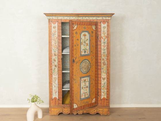 Antique hand-painted farmhouse wardrobe, 18th century, Wood, Multi Color (photo 2 of 8)