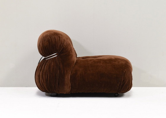 Image 1 of Silla Soriana en mohair marrón chocolate original de Tobia Scarpa para Cassina, Italia, circa 1960