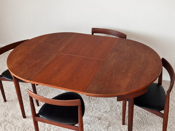 Roundette Teak Extendable Dining Set by Hans Olsen for Frem Røjle, Denmark 1960s – Wood, Skai (photo 6 of 29)