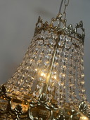 Xl chandelier cristal pendentifs cadre bronze vintage