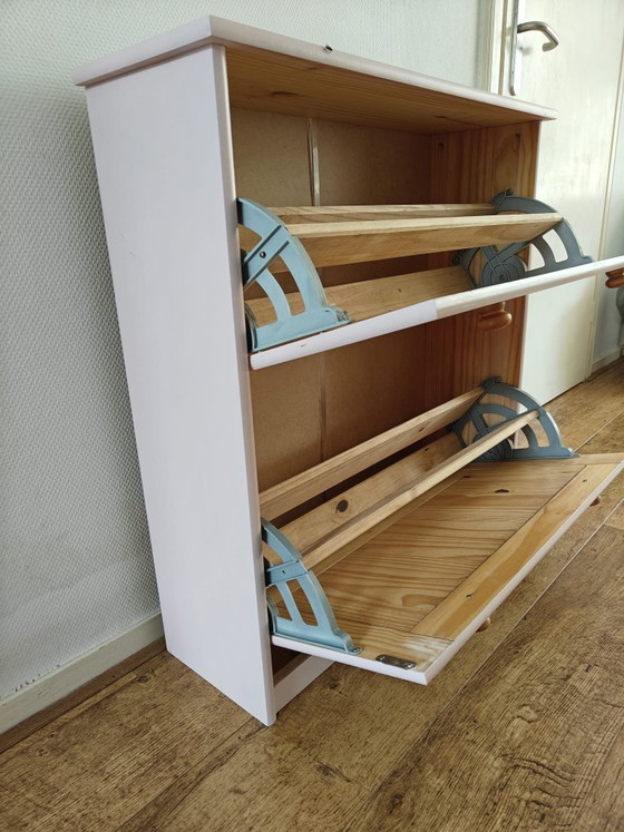 Vintage roze schoenenkast met 2 kleppen – Sfeervol en uniek – Kledingkasten, Wood (photo 4 of 7)