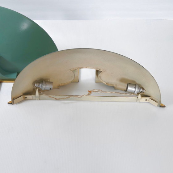 Image 1 of PAIR OF VINTAGE 1940s-1950s METAL & BRASS WALL LIGHTS BY JEAN PERZEL JULES LELEU
