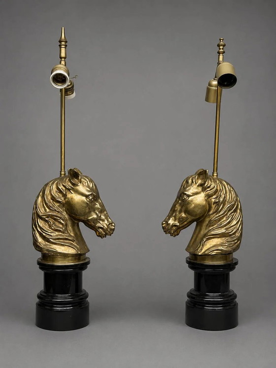 Coppia di lampade vintage di Maison Jansen. Bronzo massiccio, base in marmo. – Lampade da tavolo, Bronze (photo 7 of 7)