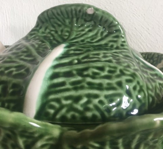 Image 1 of Terrine - Green cabbage 3-piece Portuguese earthenware