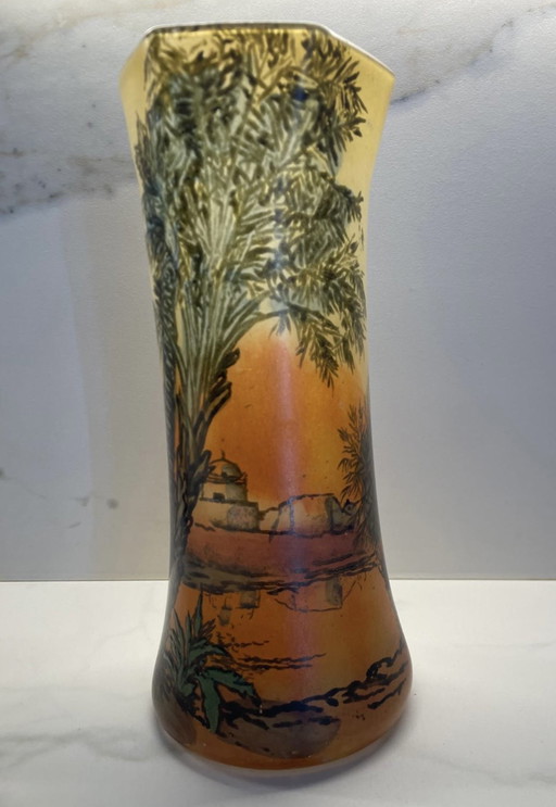 Glass vase attributed to Legras - hand-painted Orientalist décor - Art Nouveau