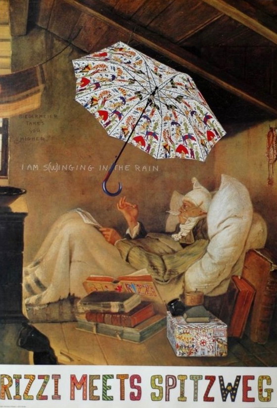 Image 1 of James Rizzi: "Meets Spitzweg" Original Licensed Poster. High Print Quality and in Excellent Condition.