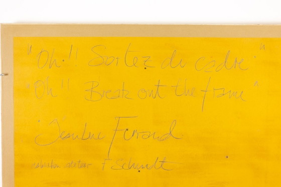 Image 1 of Flachrelief-Schild: „Oh! Raus aus dem Bild!“. Zeitgenössisch.