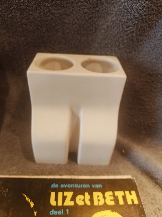 Image 1 of Vase blanc artistique « Le Pic » d'Enzo Bioli, Il Picchio