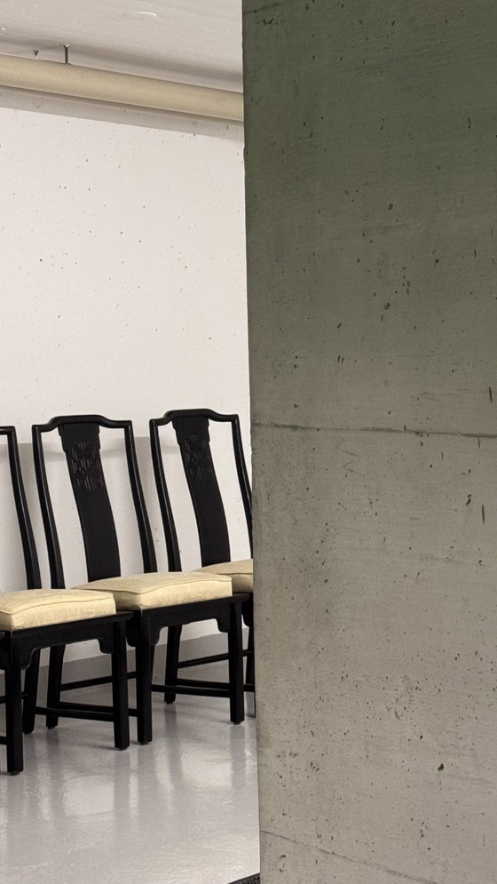 Image 1 of 🥢 Design-Rarität: Exklusives Set (4x) „Chin Hua“ Esszimmerstühle von Raymond Sobota für Century Furniture (Mid-Century)