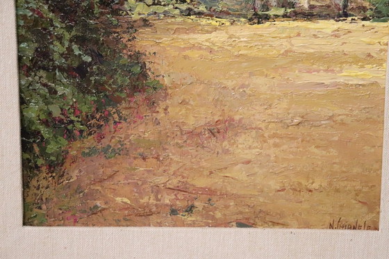 Image 1 of Campagne italienne, peinture à l'huile du 20e siècle, signée