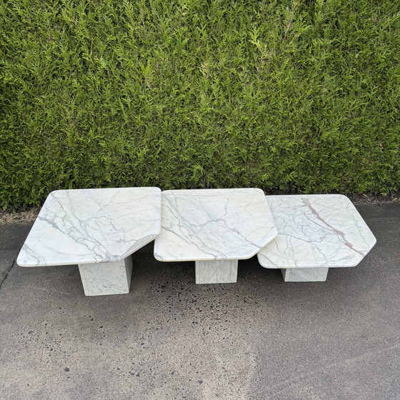 Image 1 of Set salontafels in Bianco Carrara marmer