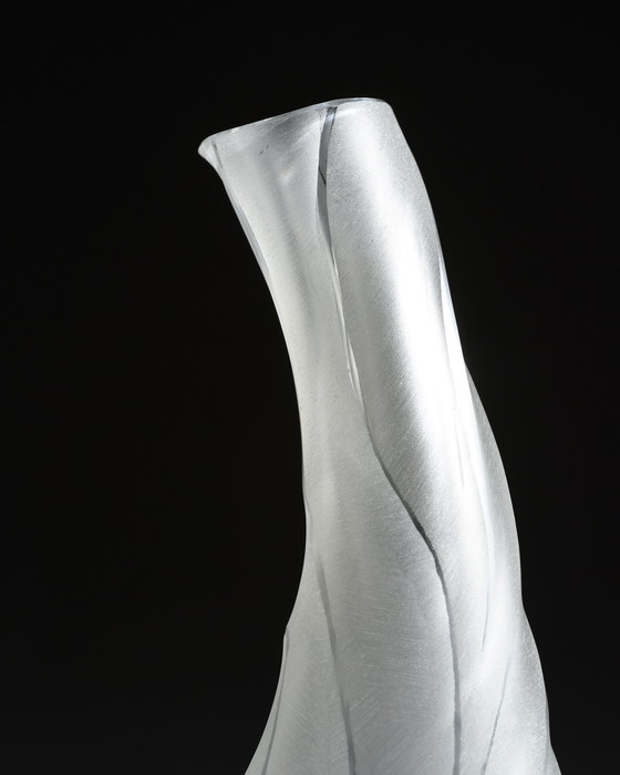 Image 1 of Brutalistische Kunstglasvase, deutsches Studio, signiert HM 1978, Hanns Model Stuttgart, 32 cm