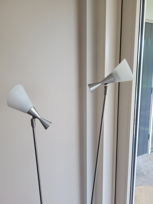 Modern Adjustable Floor Lamp. Stainless steel and glass.