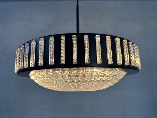 Lámpara colgante vintage de la era espacial: vidrio y metal
