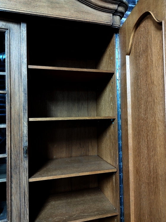 Image 1 of Oude XXL Barok Eiken Notariskast / Bibliotheekkast