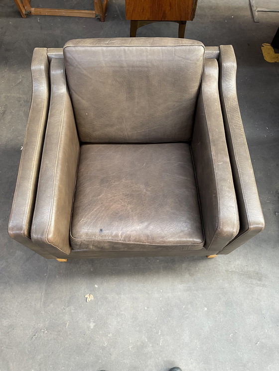 Image 1 of Brauner Ledersessel im skandinavischen Design aus den 1970er Jahren