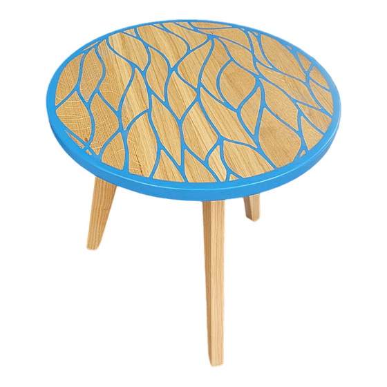 Image 1 of Oak Round Pastel Blue Side Table