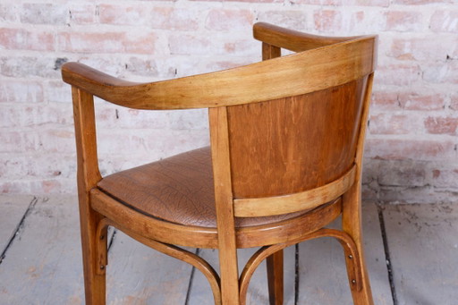 Een paar gerestaureerde art-deco fauteuils, beukenhout, kunstleer, Oostenrijk, jaren 1930 – Wood, Skai (photo 2 of 8)