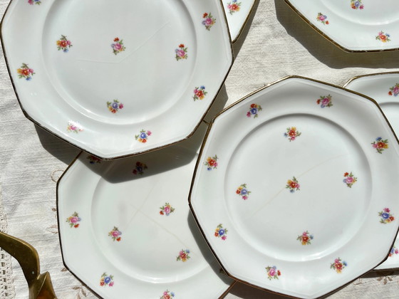 6 platos llanos de porcelana francesa floral LAMOTTE – Loza, Porcelain (photo 14 of 20)