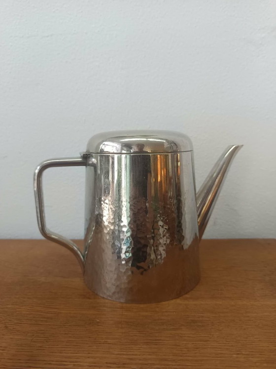 Image 1 of Art Deco hammered silver-plated metal teapot