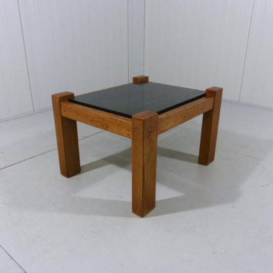 Image 1 of Brutalist coffee table oak & natural stone 1970s