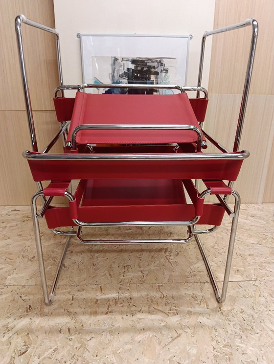 Image 1 of KNOLL Studio Set van 2 WASSILY B3 fauteuils (NIEUW) in rood leer