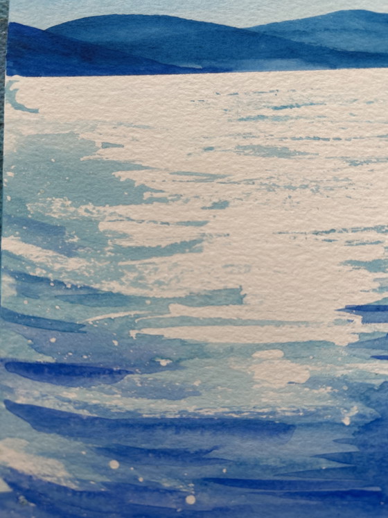 Image 1 of Blue watercolor "Light on the Water"