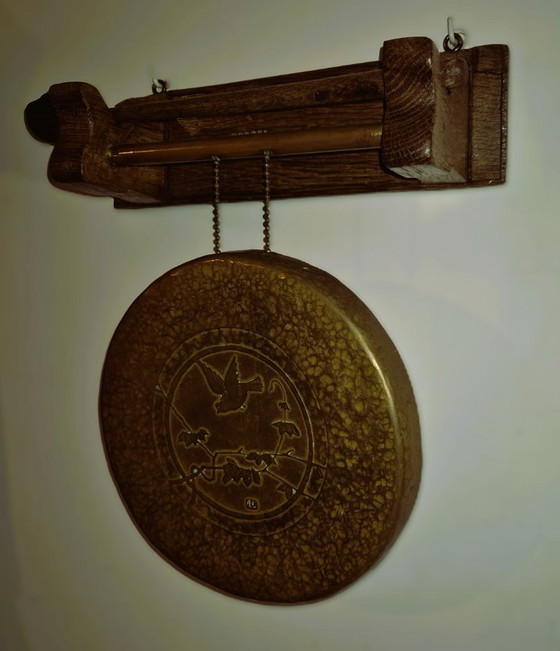 Gong decorativo con motivo a uccello, Oggetti decorativi, Legno, Ottone, Marrone, Rustic (foto 3 di 6)