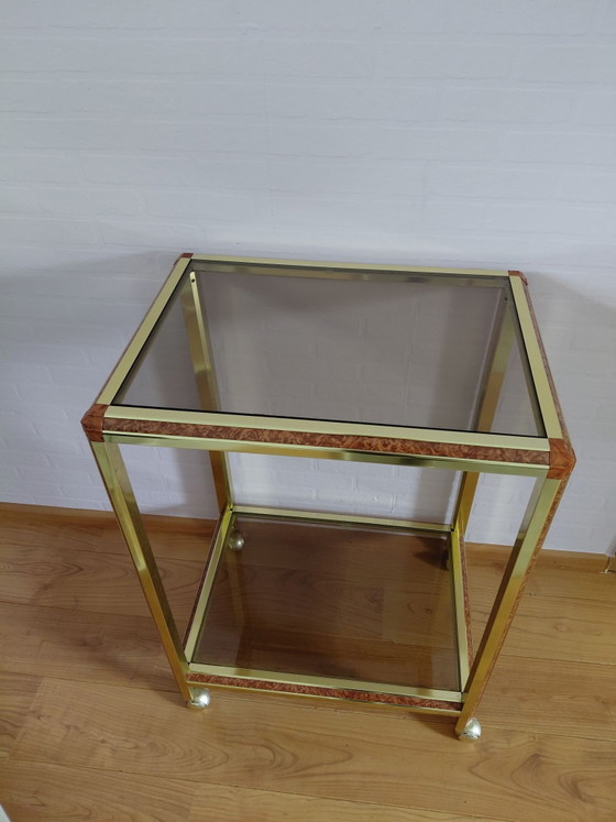 Carrello vintage anni '70, Carrelli bar, Vetro, Metallo, Marrone (foto 5 di 5)