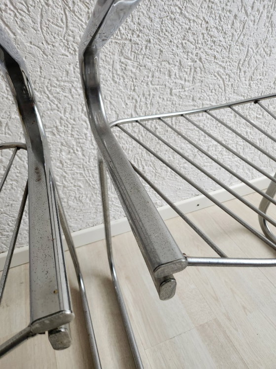 2x Vintage Gastone Rinaldi Chrome Draadstoelen Armchairs 70s – Fauteuils, Metal (photo 7 of 8)