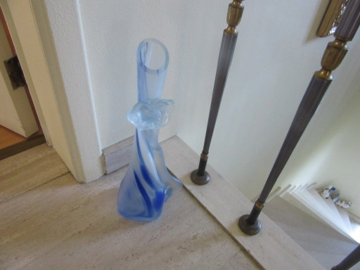 Swirled Frosted Blue Heavy Glass Bud Vase Art Nouveau inspired, vintagefron