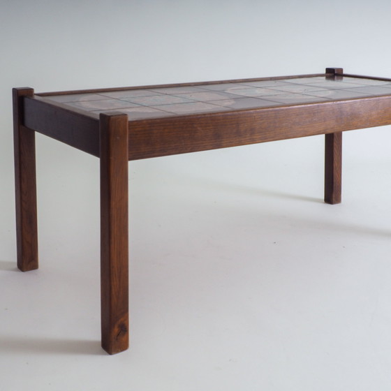 Image 1 of Mid Century Houten Salontafel Met Keramische Tegels Top