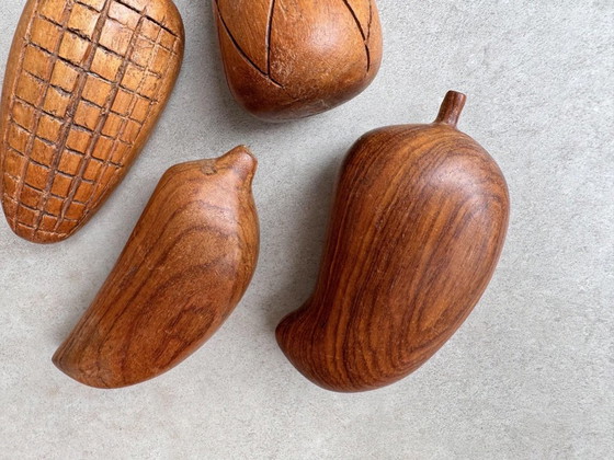 4x Vintage Houtdraaiwerk Handwerk Fruit #2 – Decoratieve objecten, Wood (photo 5 of 8)