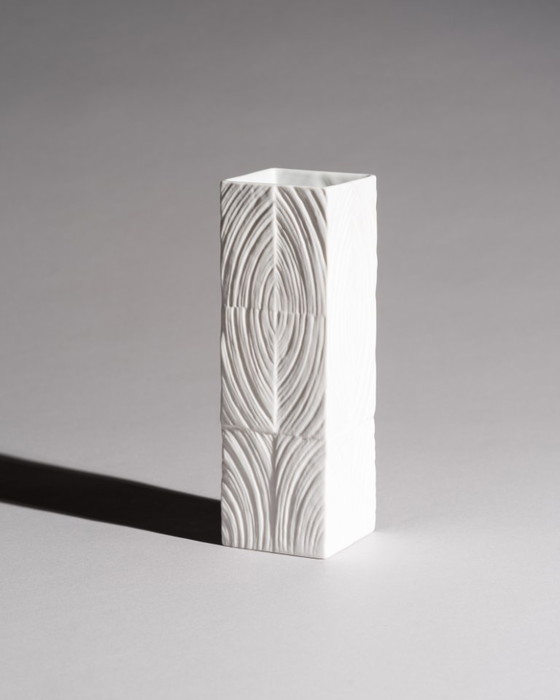 Image 1 of Rosenthal Studio-Linie Sculptural Op-Art Bisque Porcelain Vase Duo Martin Freyer