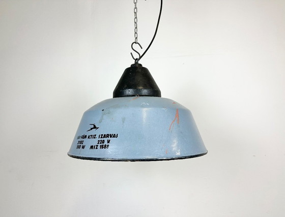 Image 1 of Lampada a sospensione in ghisa e smalto grigio industriale, anni '60