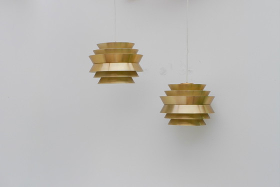 Lampade a sospensione Trava in metallo color ottone di Carl Thore, Svezia, prodotte da Granhaga – Applique (photo 3 of 13)