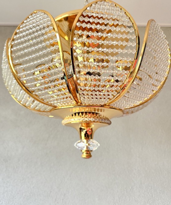 Vintage Palwa kristal plafondlamp – Plafondlampen, Messing (photo 13 of 18)
