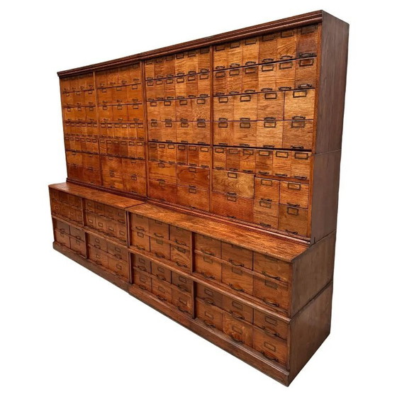 Image 1 of Sehr großer antiker amerikanischer Eichenholzschrank / Apothekerschrank, ca. 1900