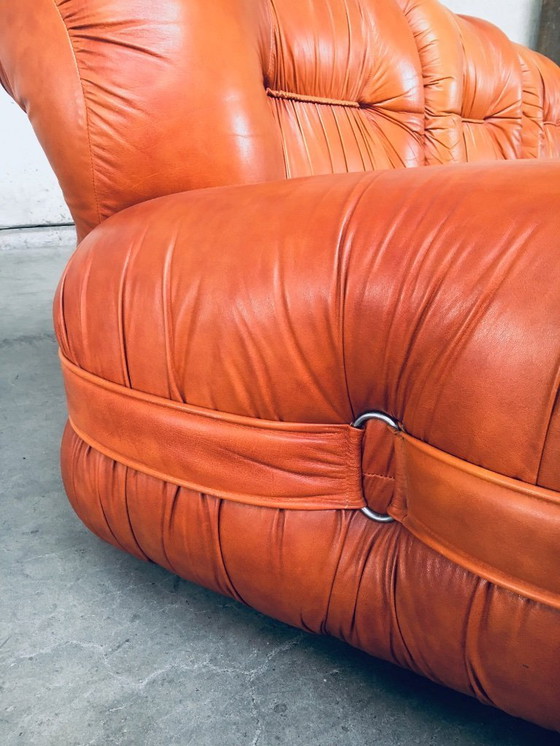Image 1 of 1970's Midcentury Modern Italian Design by Adriano Piazzesi Leather 3 Seat Sofa