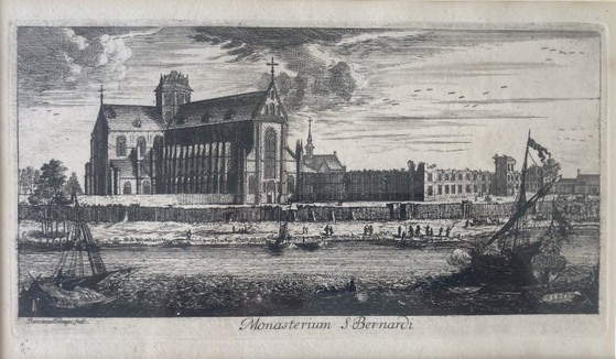 Rare engraving from 1668-1671: St Bernard's Abbey Hemiksem, Belgium – Lithographs & prints, Paper (photo 4 of 5)