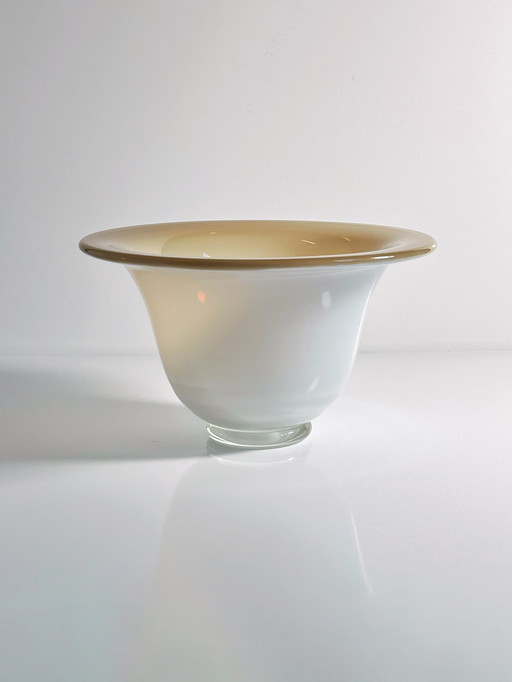 Italian Murano opal glass bowl Opalina milk glass bowl vase Mid - Century 1950s Cream White Beige 50s